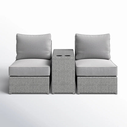 HouseOfZazla 3-piece weather resistant wicker outdoor set with cushions gray chairs and table on Tampa Home & Garden Store