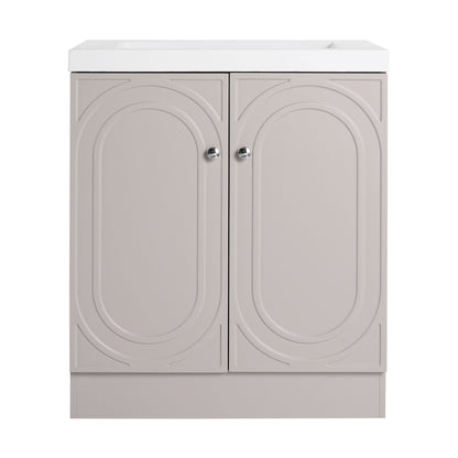 Freestanding Bath Vanity With Resin Sink And Door, beige cabinet, two doors, HouseOfZazla on Tampa Home & Garden Store