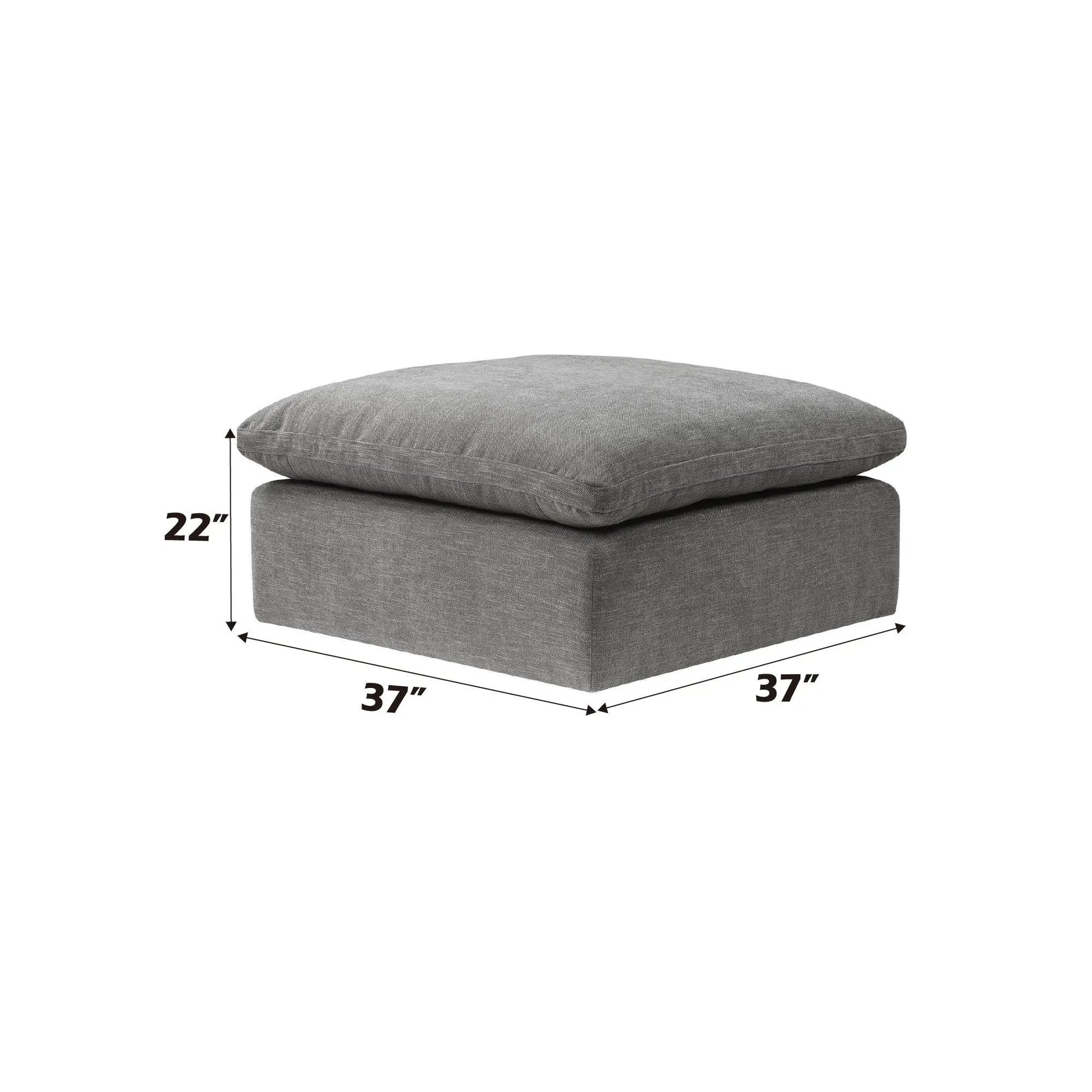 Naveen modular sectional ottoman in grey fabric, 37x37 in footprint, by Unique Piece Furniture on Tampa Home & Garden Store