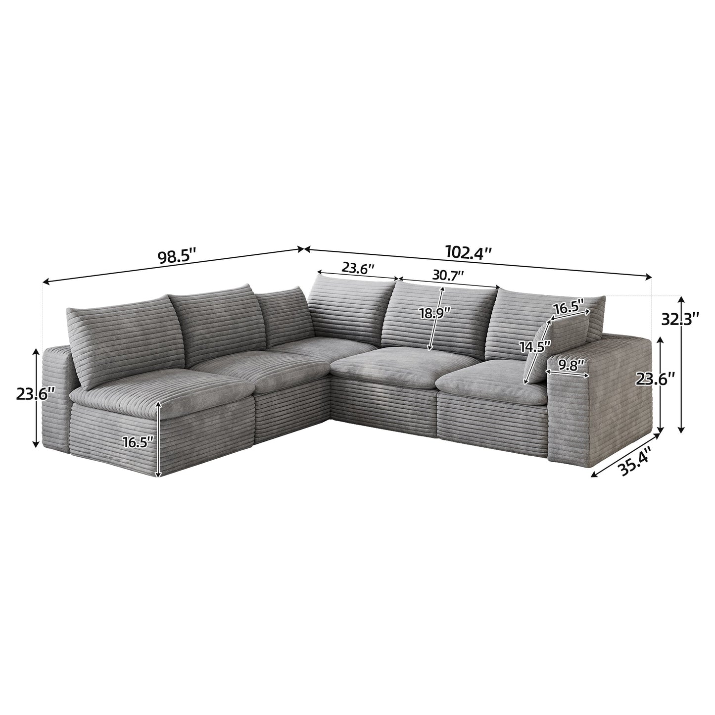 Modular Cloud Sofa and Corduroy Plush Seating