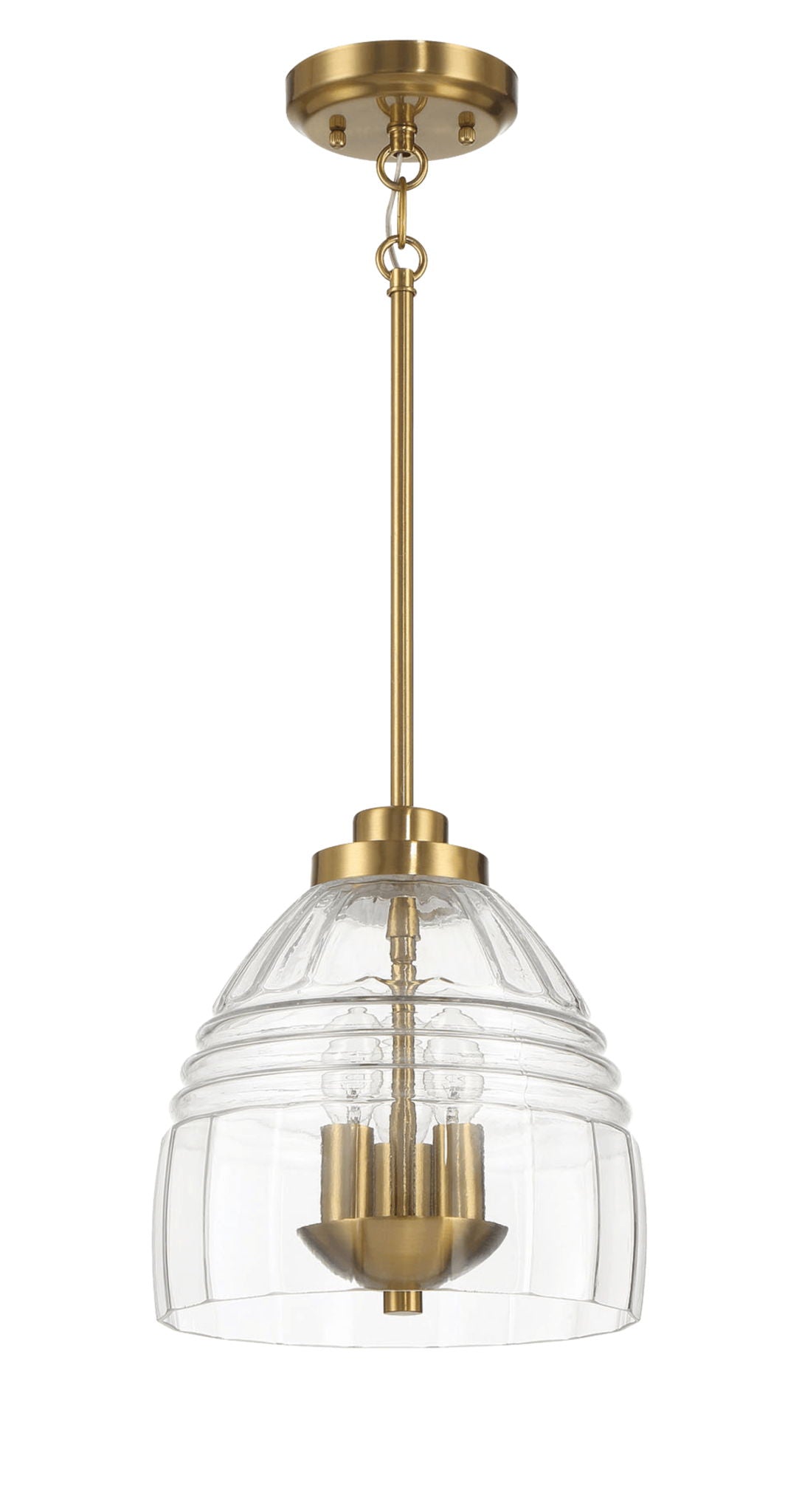 Ember 3-light pendant with clear ribbed glass shade and gold chain canopy by HouseOfZazla on Tampa Home & Garden Store