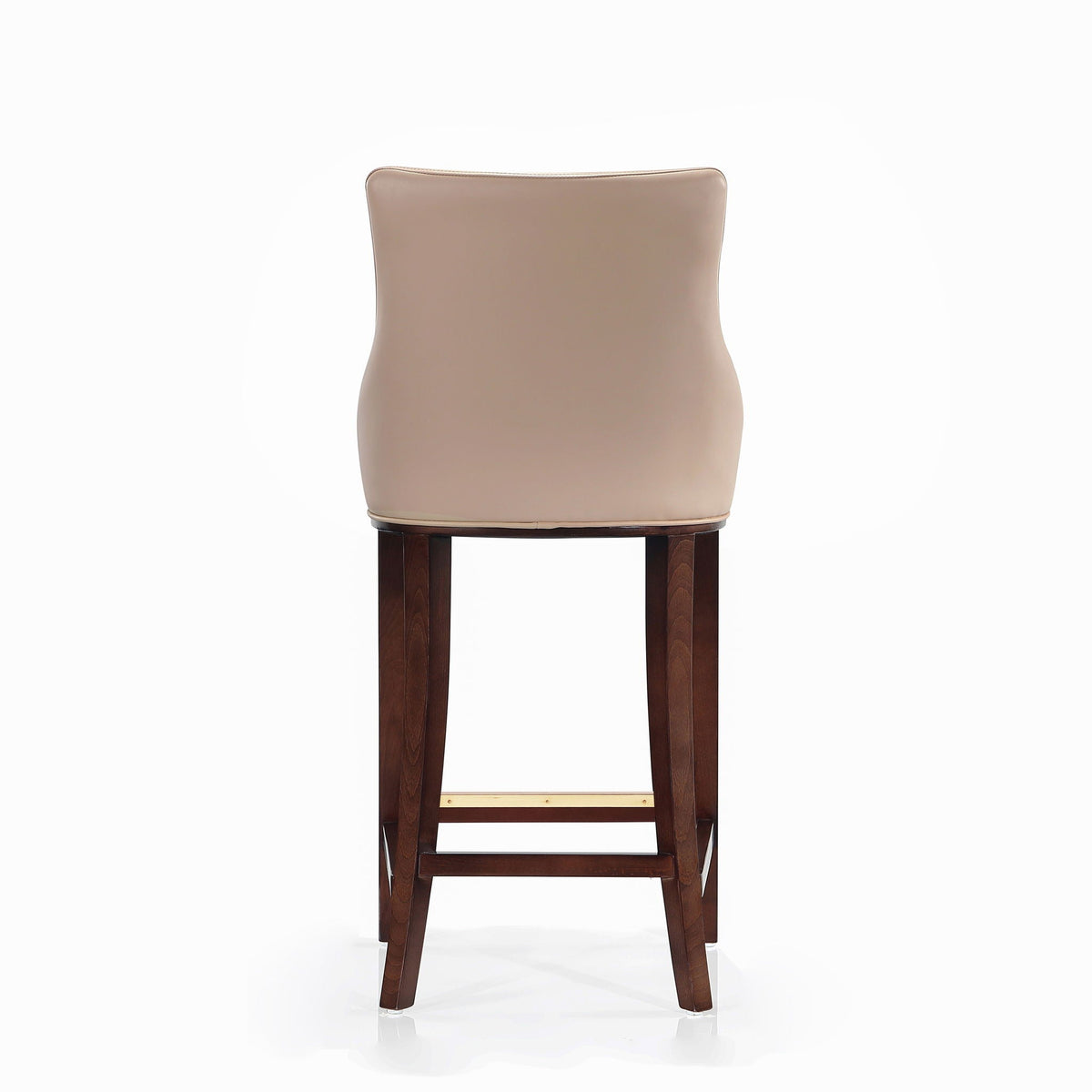 Shubert Barstool tan leather upholstery with dark wood legs, bar-height 28–30, HouseOfZazla on Tampa Home & Garden Store