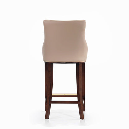 Shubert Barstool tan leather upholstery with dark wood legs, bar-height 28–30, HouseOfZazla on Tampa Home & Garden Store