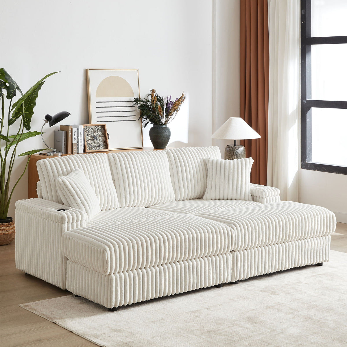 3 Seater Sofa With 2 Ottomans and Storage