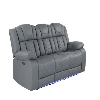 Raize gray 10-power reclining sofa with LED lighting, by Unique Piece Furniture on Tampa Home & Garden Store