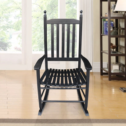 Wooden porch rocker chair in black finish with seat by Unique Piece Furniture on Tampa Home & Garden Store