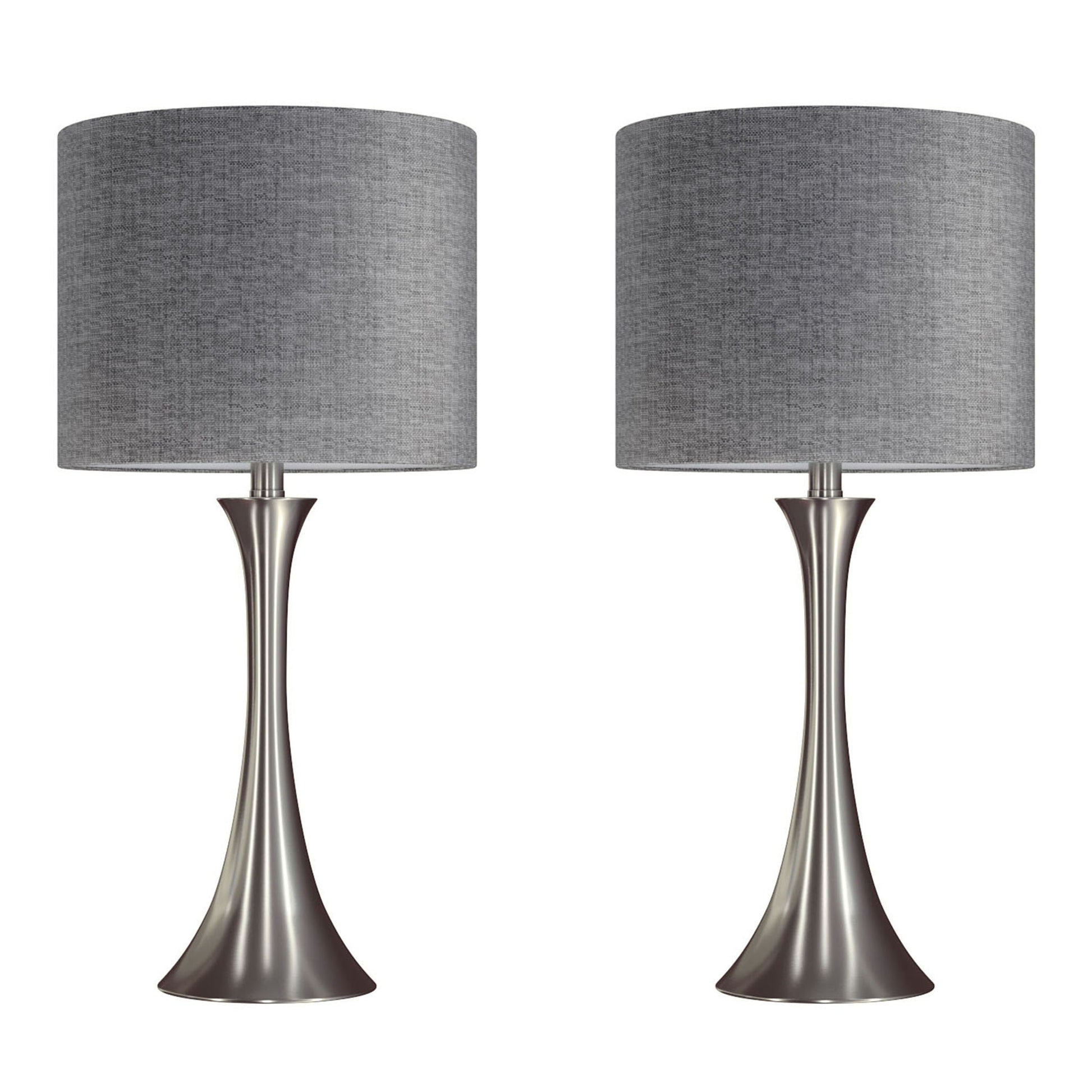 Lenuxe contemporary semi gloss lamp set of 2 by HouseOfZazla with gray shades on Tampa Home & Garden Store