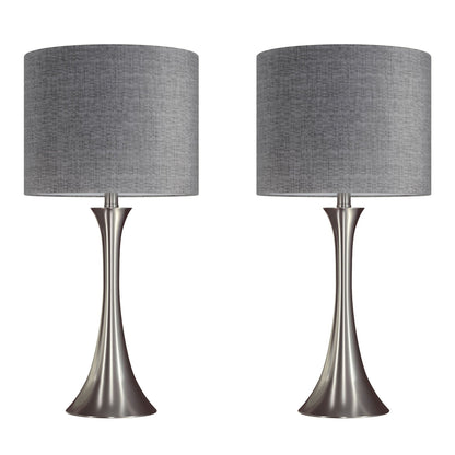 Lenuxe contemporary semi gloss lamp set of 2 by HouseOfZazla with gray shades on Tampa Home & Garden Store