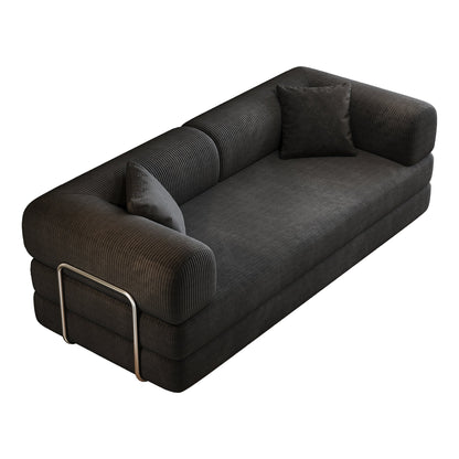 HouseOfZazla corduroy black sofa bed with pillow-back and armrest, metal frame on Tampa Home & Garden Store