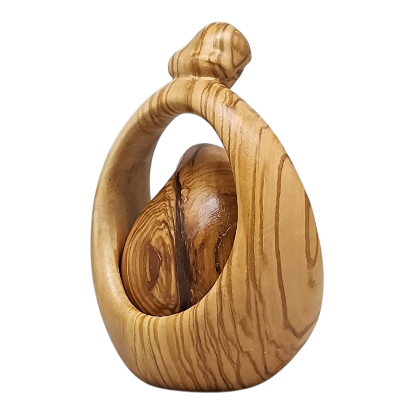 Nacimiento tallado de la Sagrada Familia, estilo nido, madera de olivo, 4,5 pulgadas