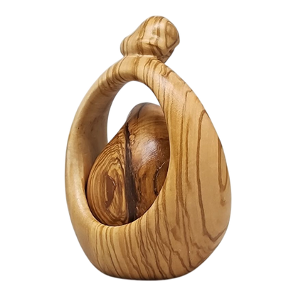 Nacimiento tallado de la Sagrada Familia, estilo nido, madera de olivo, 4,5 pulgadas