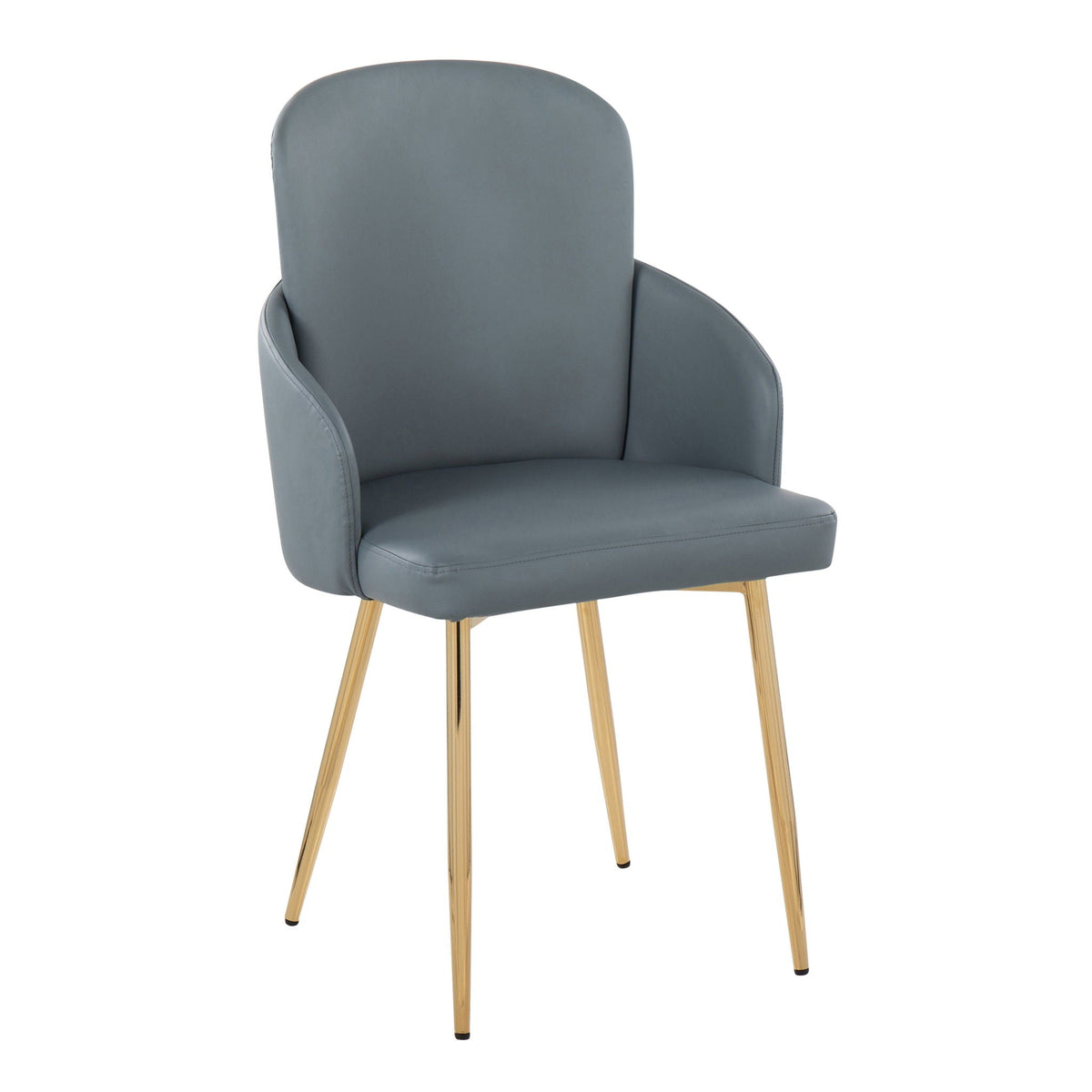 Dahlia contemporary dining chair set with blue-gray upholstery and gold metal legs on Tampa Home & Garden Store