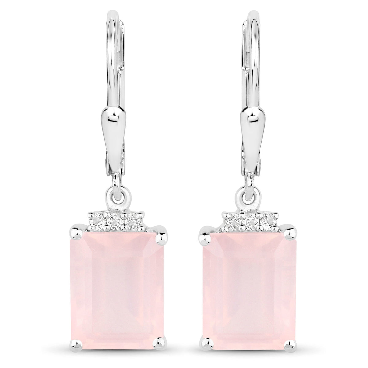 Pair of earrings: Bids.com sterling silver drop with rose quartz and white topaz halos on Tampa Home & Garden Store