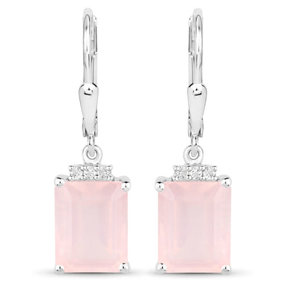 Pair of earrings: Bids.com sterling silver drop with rose quartz and white topaz halos on Tampa Home & Garden Store