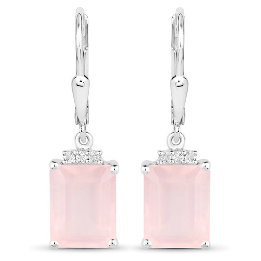 Pair of earrings: Bids.com sterling silver drop with rose quartz and white topaz halos on Tampa Home & Garden Store