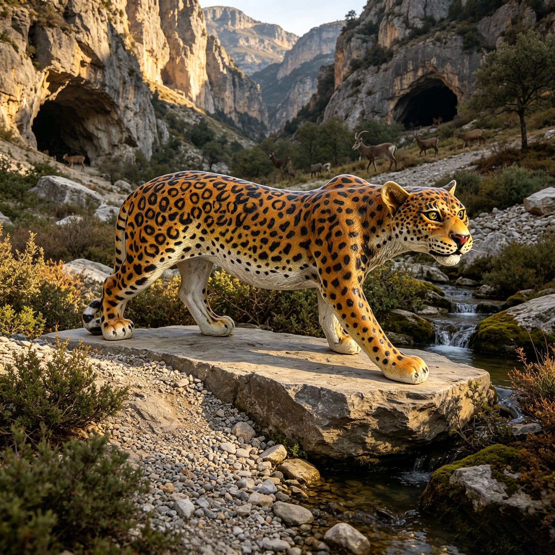 Leopard garden statue 32in lifelike resin sculpture with leopard print finish on Tampa Home & Garden Store