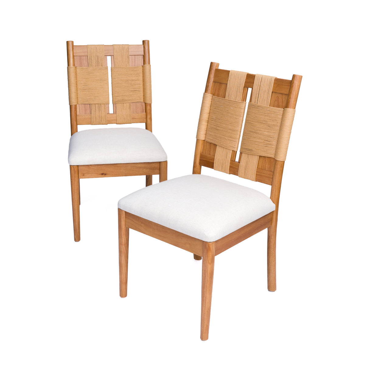 2 Piece HouseOfZazla paper rope dining chairs set with wood frames on Tampa Home & Garden Store