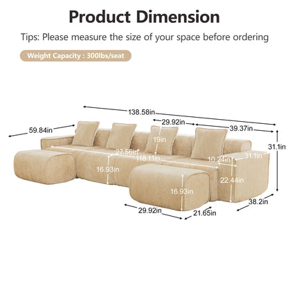 Streamlined Design Modular 4 Seat U Shape Sectional Sofa by HouseOfZazla in beige fabric on Tampa Home & Garden Store