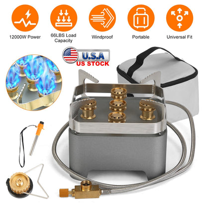 GemGear 12000W portable camping stove with windproof burner and carrying case, gas hose kit on Tampa Home & Garden Store