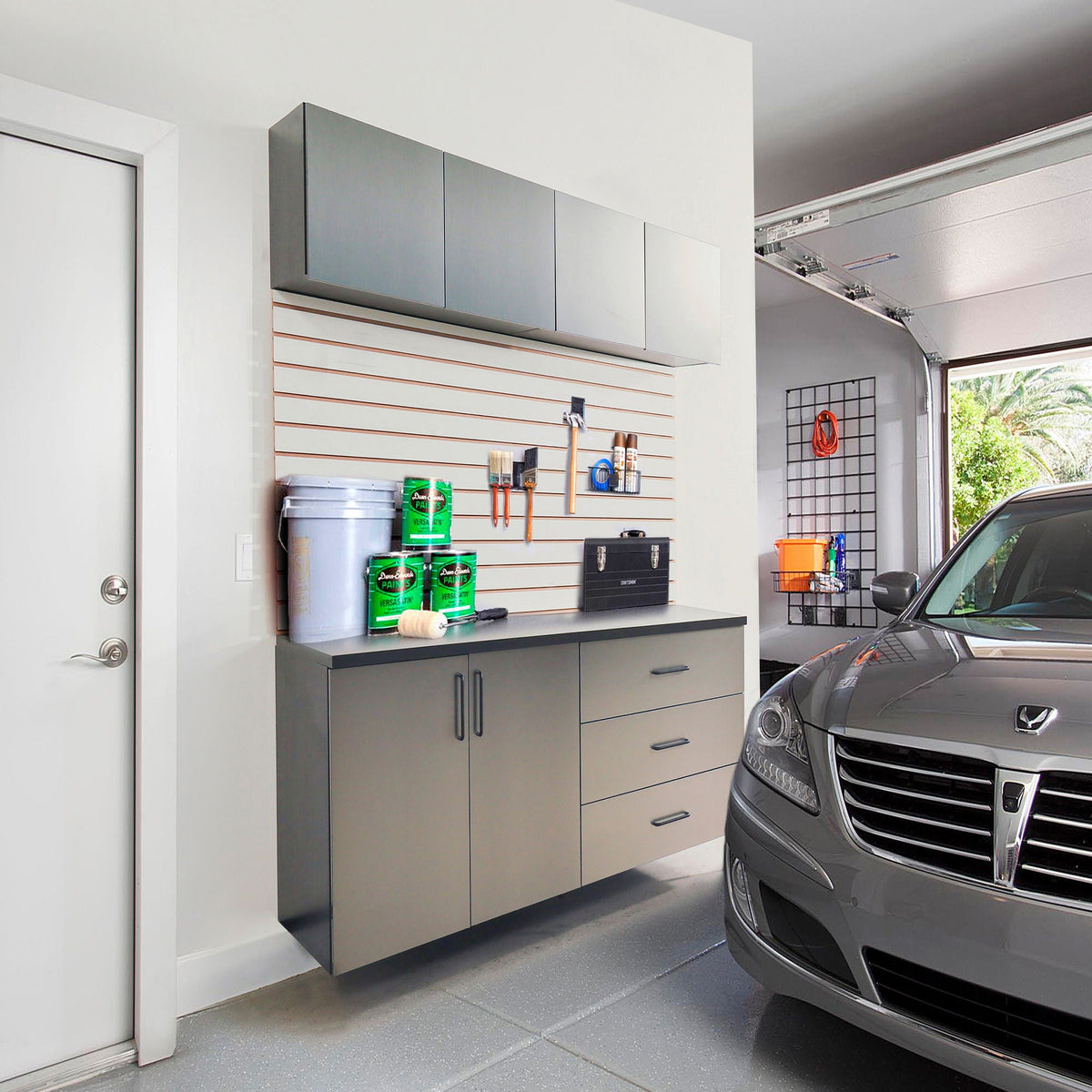 Garage storage cabinet set metallic gray with soft closing drawers by HouseOfZazla on Tampa Home & Garden Store