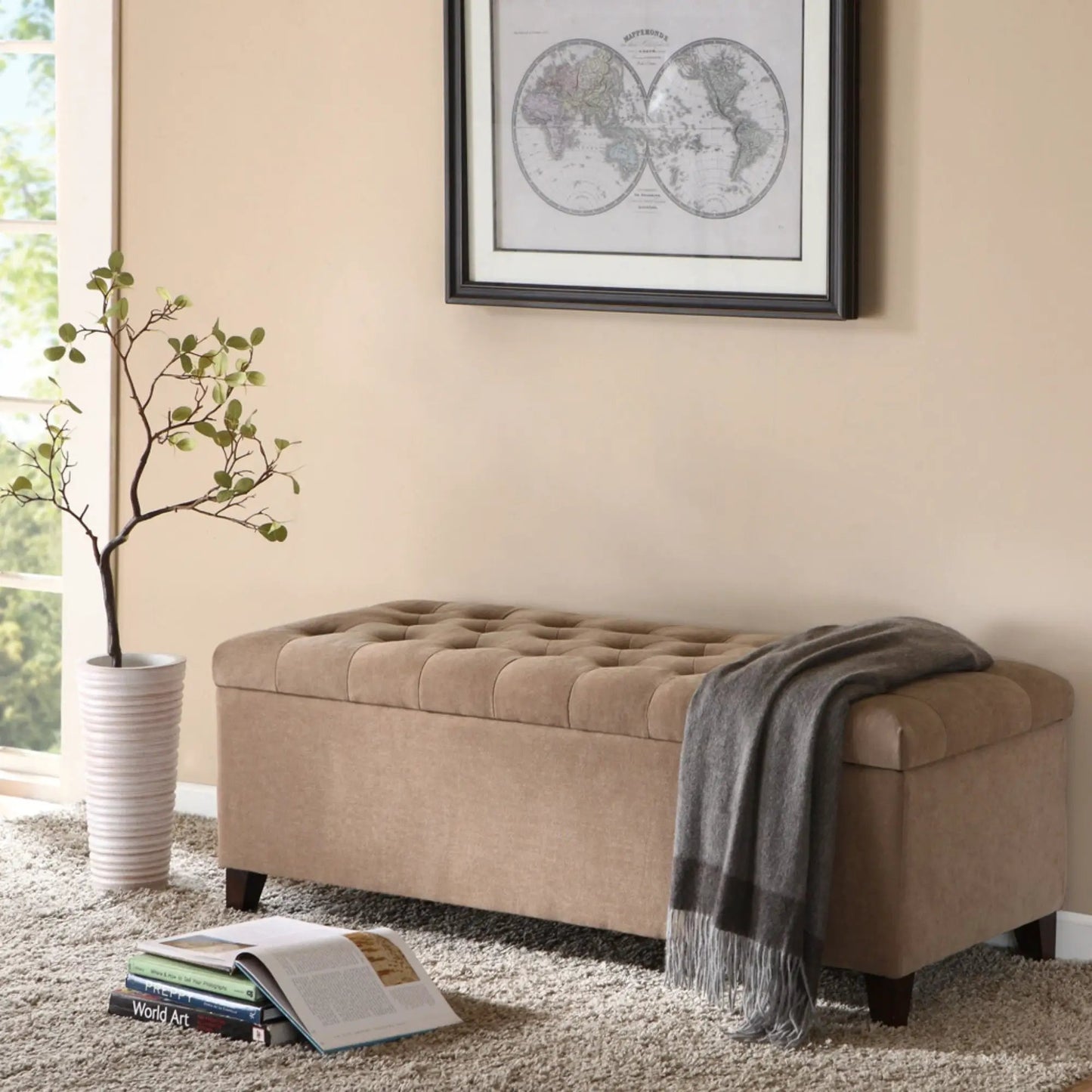Tufted Top Storage Bench With Soft Close Lid