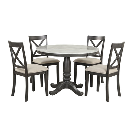 Elegant 5 Pieces Dining Table and 4 Chairs Set