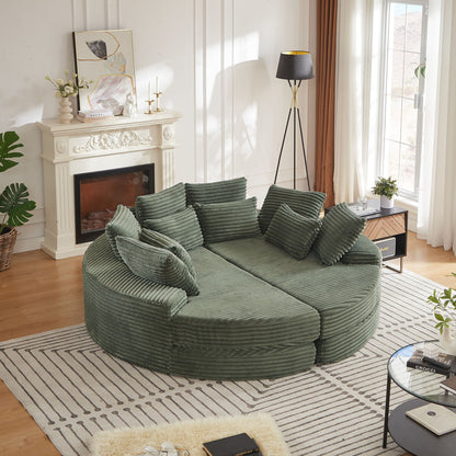 Round Oversized Sofa Bed with Throw Pillows