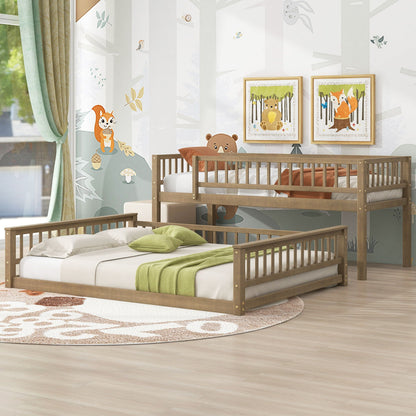 Two-tier wooden bunk bed with ladder and guardrails in natural wood finish on Tampa Home & Garden Store