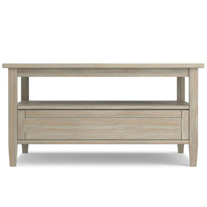 Warm Shaker coffee table in light washed wood by Unique Piece Furniture with open lower shelf on Tampa Home & Garden Store