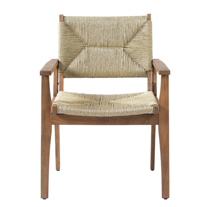 Durable outdoor dining chair with acacia wood frame and wicker seat HouseOfZazla on Tampa Home & Garden Store