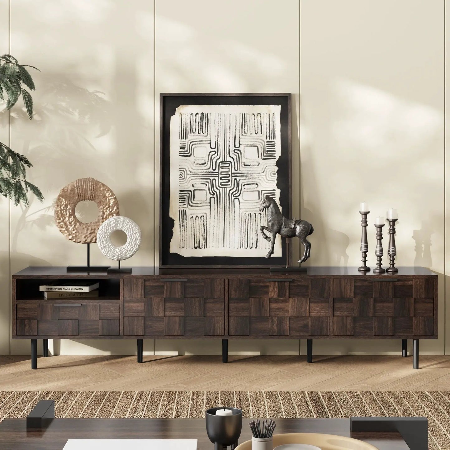 78in TV stand with storage cabinets in walnut for living room by Unique Piece Furniture on Tampa Home & Garden Store