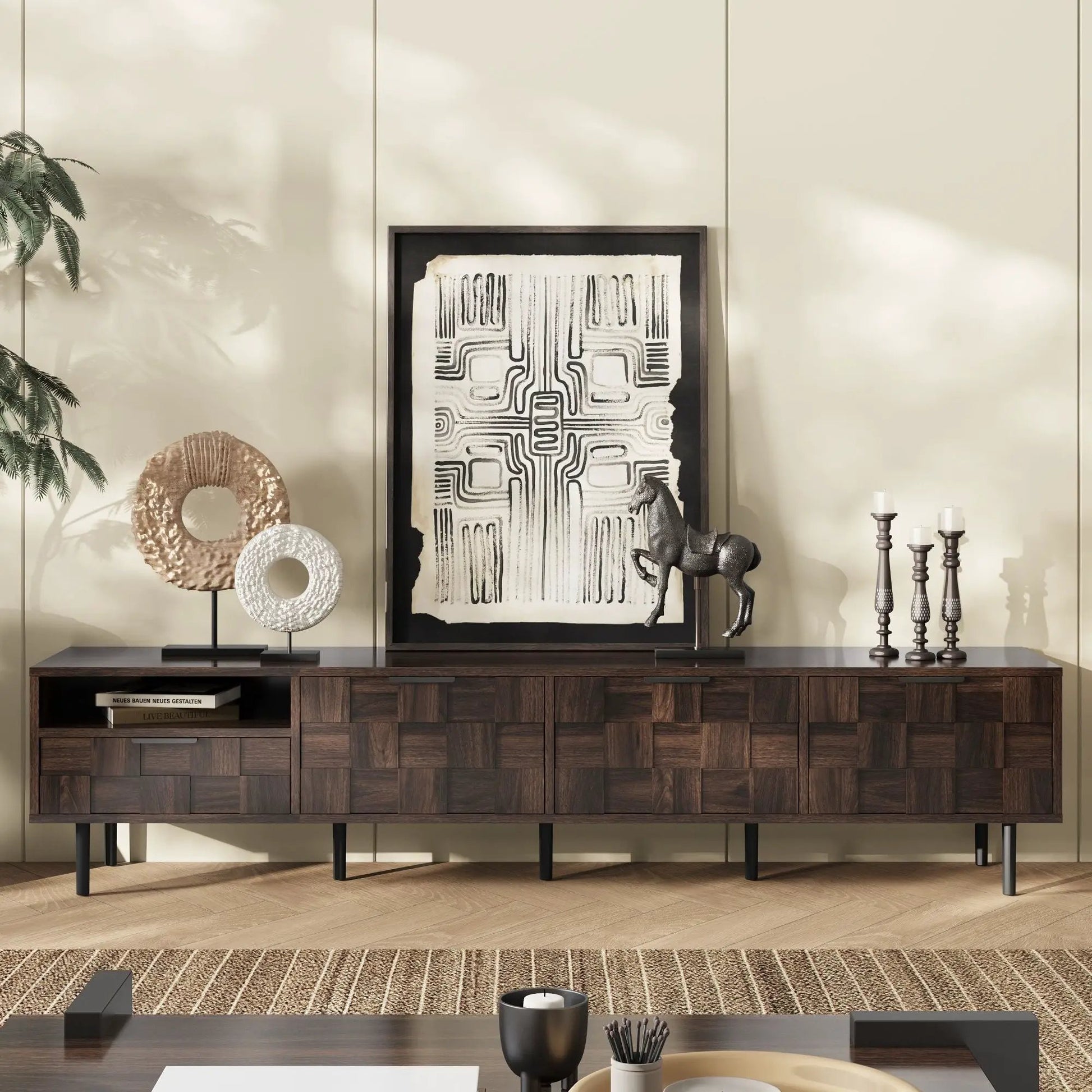 78in TV stand with storage cabinets in walnut for living room by Unique Piece Furniture on Tampa Home & Garden Store