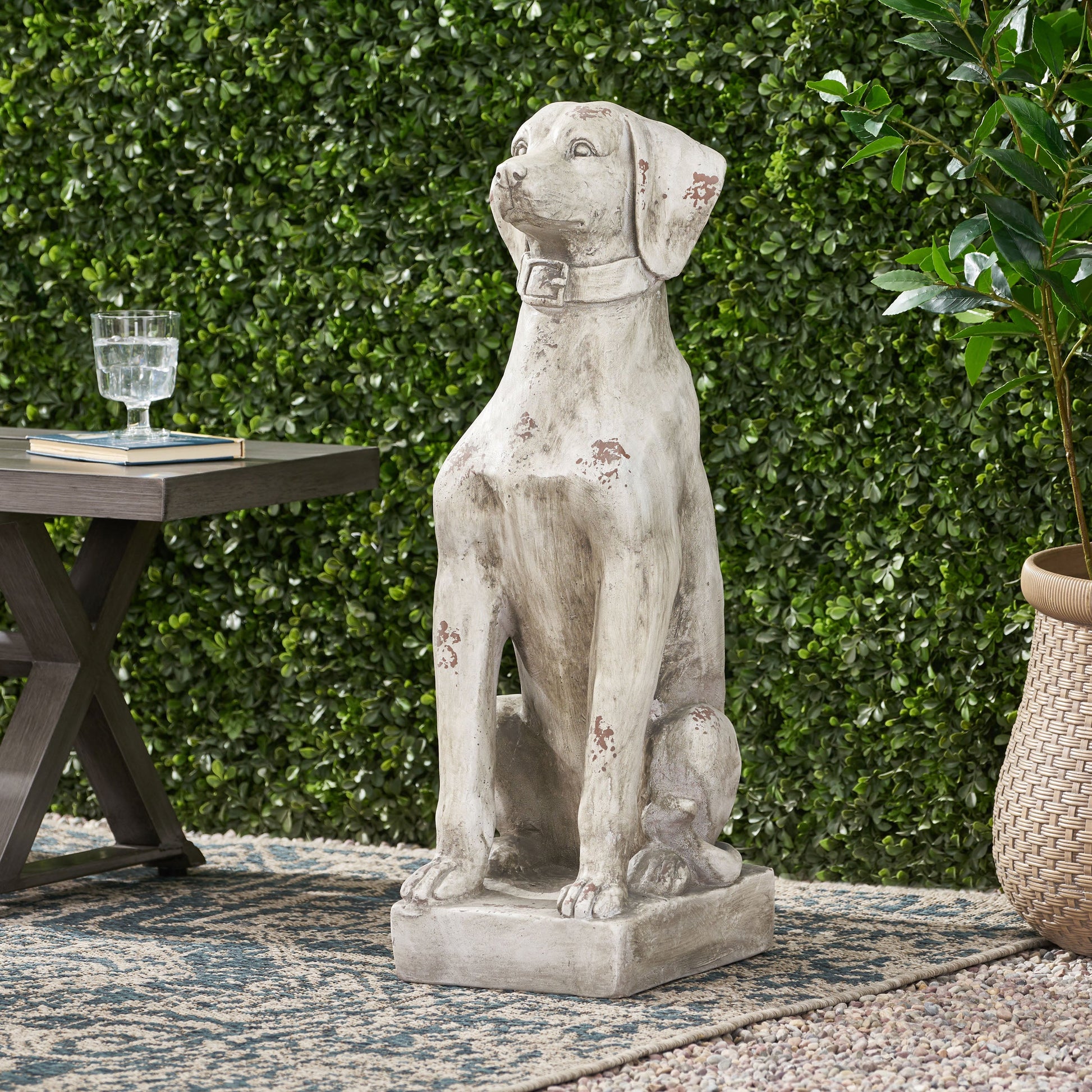 MGO Dog Decor outdoor dog statue antique weathered finish HouseOfZazla on Tampa Home & Garden Store