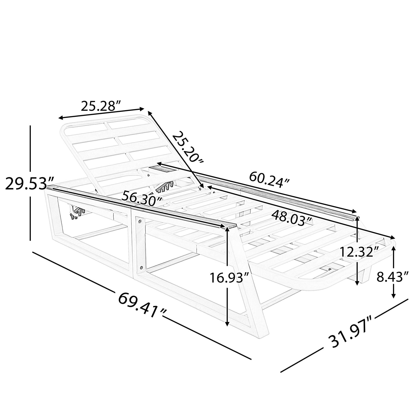 Adjustable Outdoor Chaise With A Wood Frame