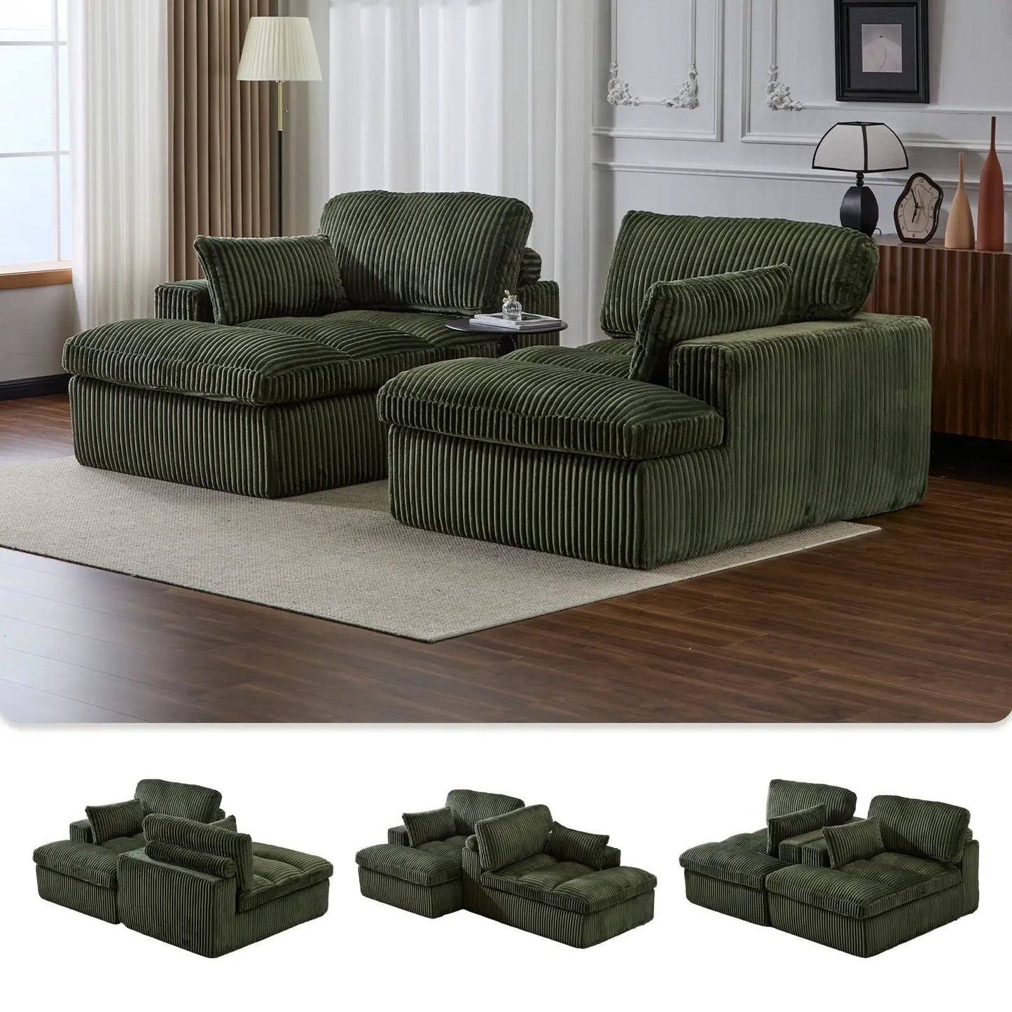 Oversized Double Chaise Lounge Chair Upholstered