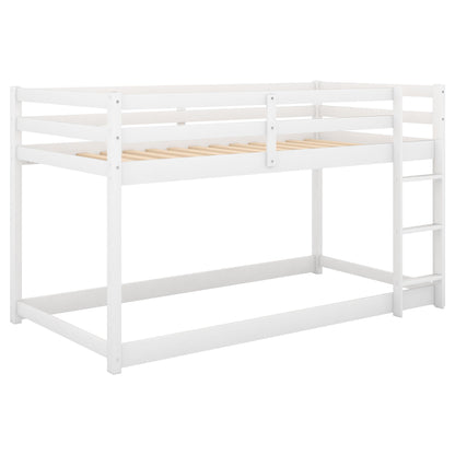 Floor Bunk Bed With Ladder in white wood slat base HouseOfZazla on Tampa Home & Garden Store