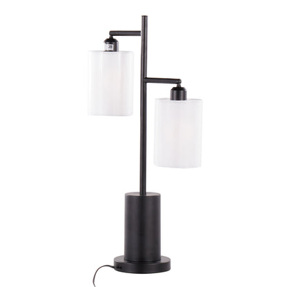 Cannes Contemporary Table Lamp black metal with white shades, 2-light by HouseOfZazla on Tampa Home & Garden Store
