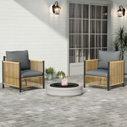 2-piece outdoor brown PE wicker sofa set with grey cushions by HouseOfZazla on Tampa Home & Garden Store