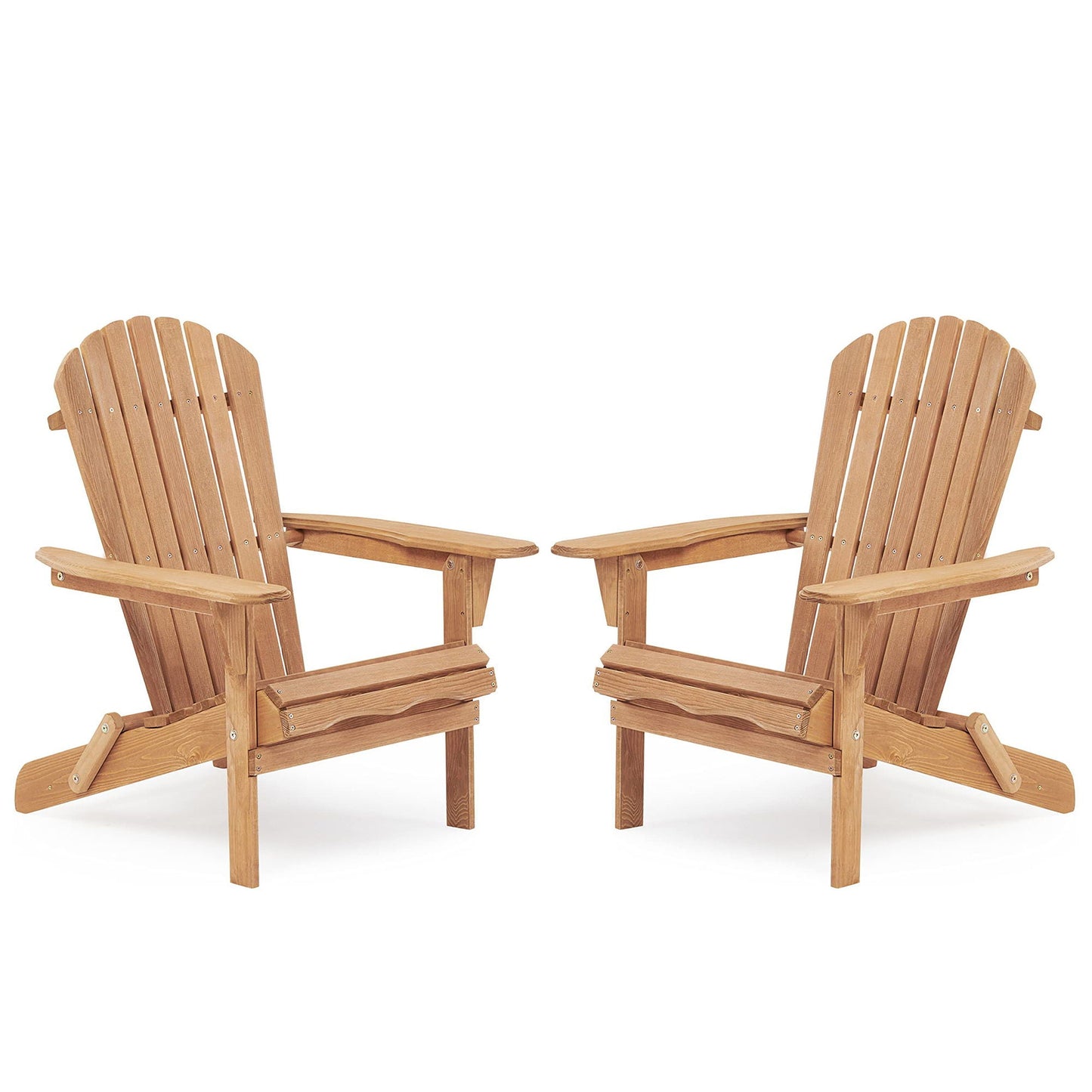 Set of Two Wooden Folding Adirondack Chairs