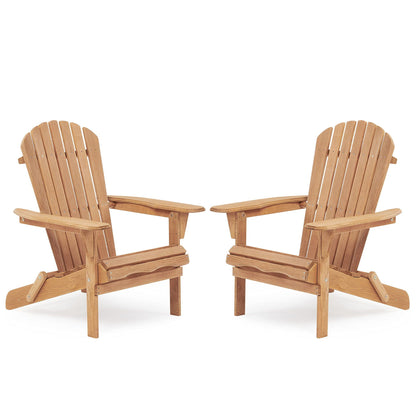 Set of Two Wooden Folding Adirondack Chairs
