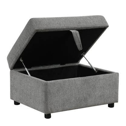 Sectional sofa with lift-top storage ottoman in grey fabric, 2-piece living room set on Tampa Home & Garden Store