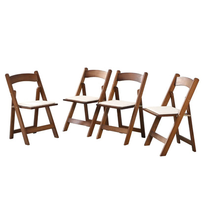 Solid Wood Upholstered Folding Chairs Dining Set