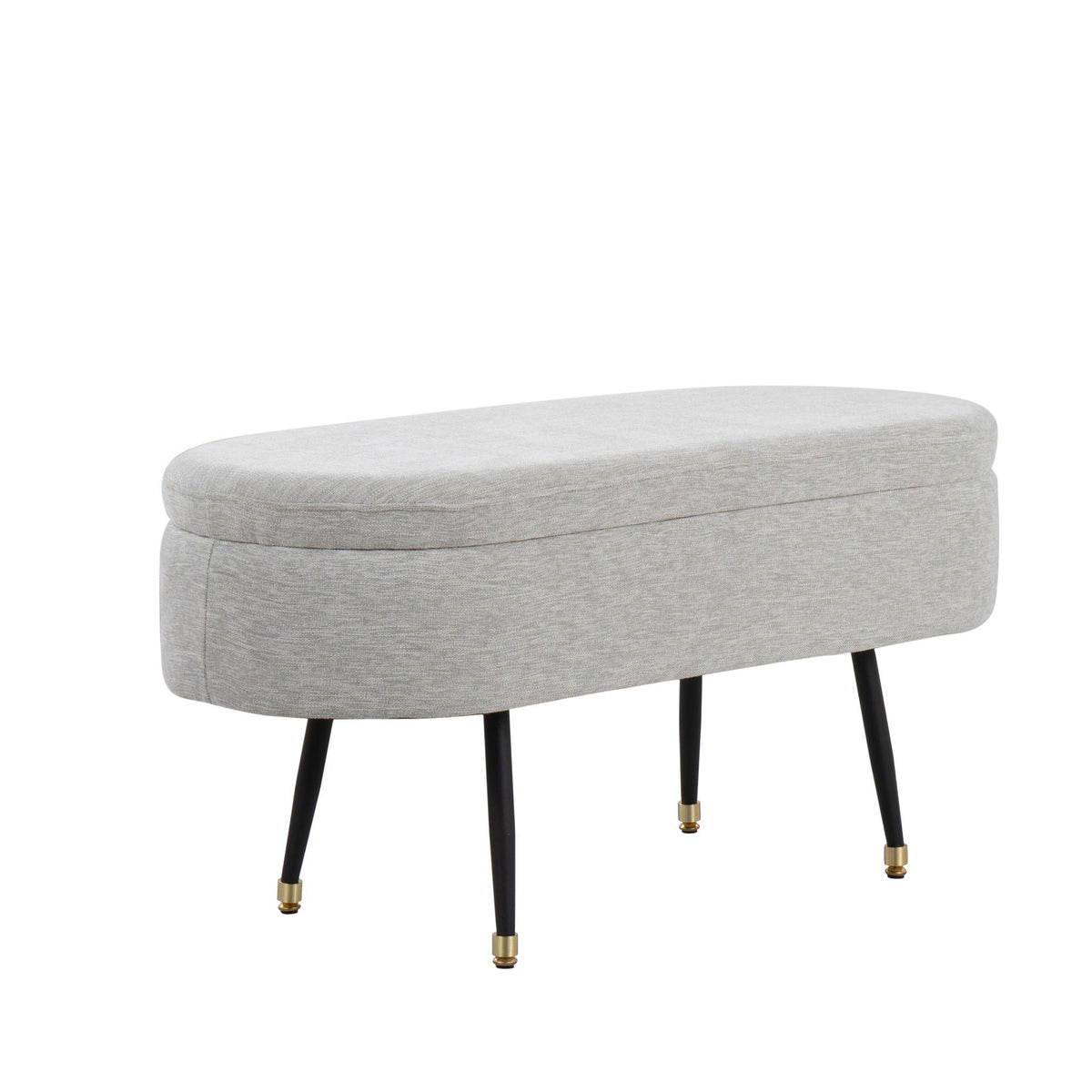 Contemporary storage bench with light gray fabric upholstery and black legs by HouseOfZazla on Tampa Home & Garden Store
