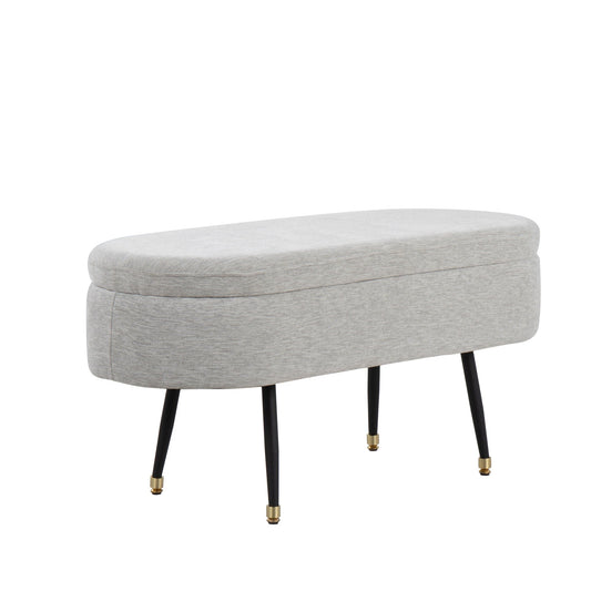 Contemporary storage bench with light gray fabric upholstery and black legs by HouseOfZazla on Tampa Home & Garden Store