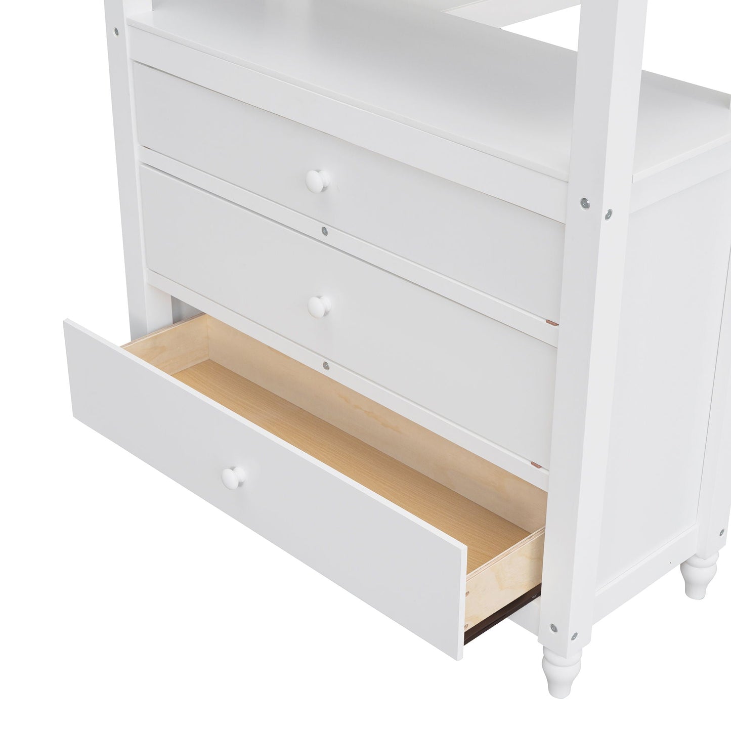 Space Saving Loft Bed with Desk and Drawers
