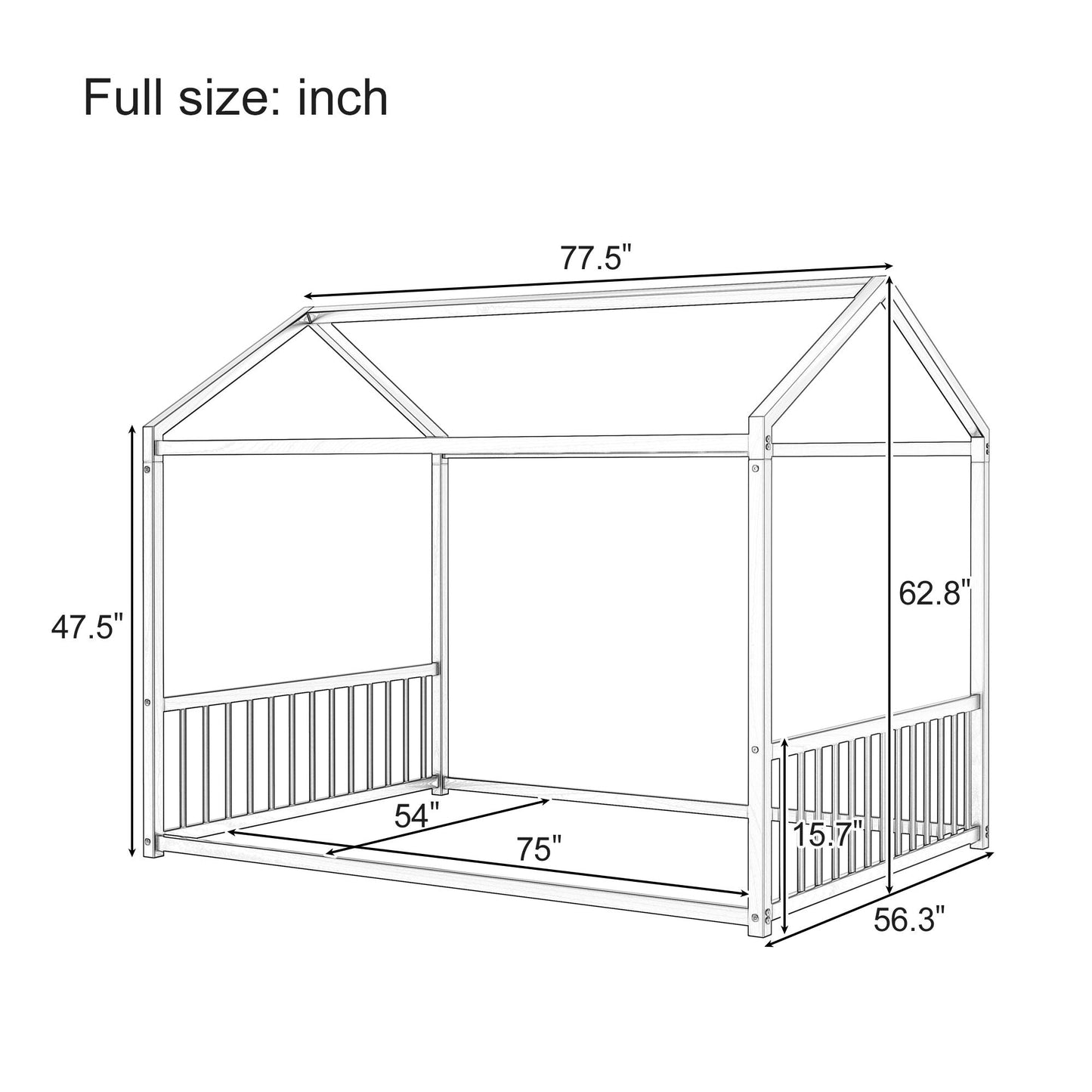 Montessori style floor bed with house-shaped canopy and safety guardrails by HouseOfZazla on Tampa Home & Garden Store