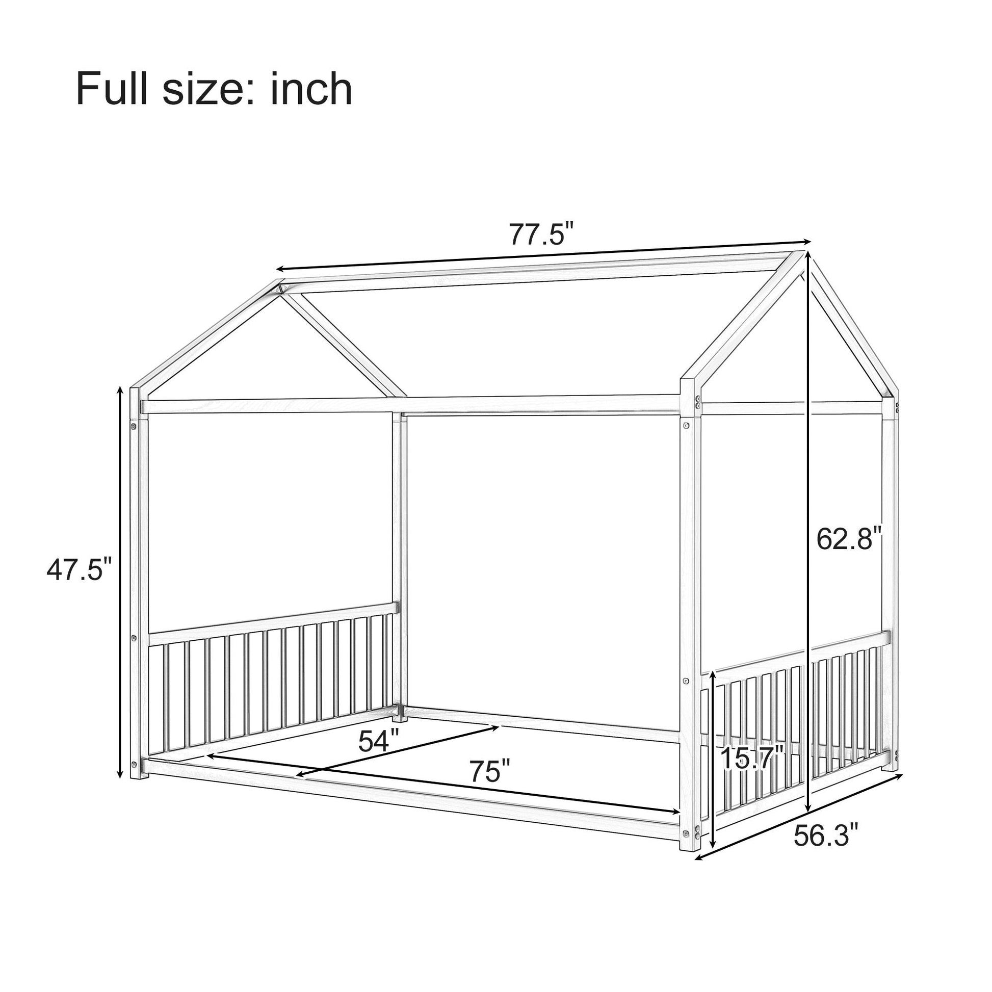 Montessori style floor bed with house-shaped canopy and safety guardrails by HouseOfZazla on Tampa Home & Garden Store