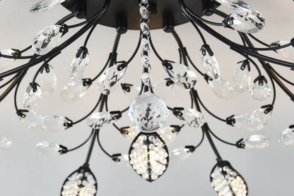 15-Light Chandelier Crystal Ceiling Lamp with teardrop prisms black metal arms HouseOfZazla on Tampa Home & Garden Store