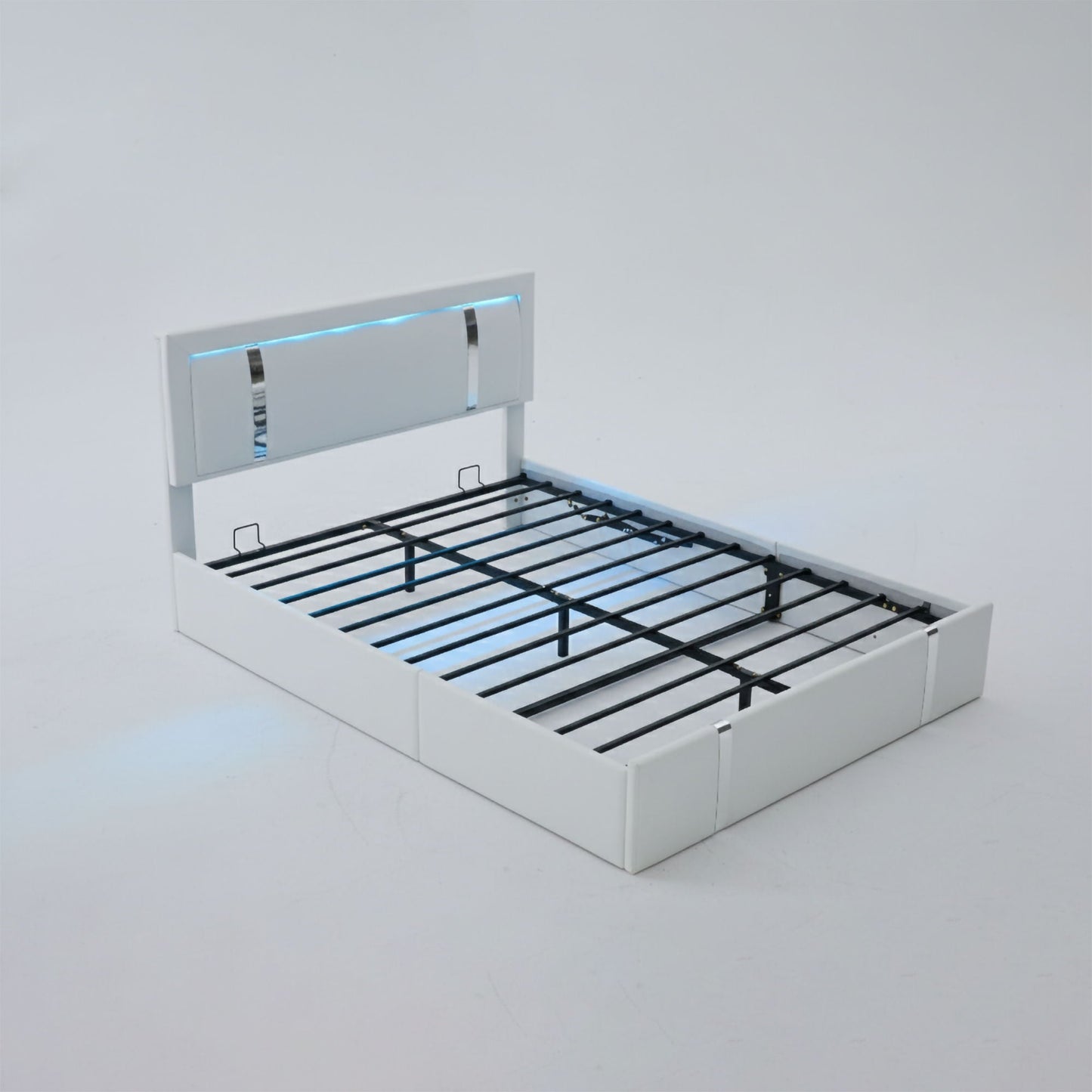 Upholstered Bed with Led Headboard and Storage