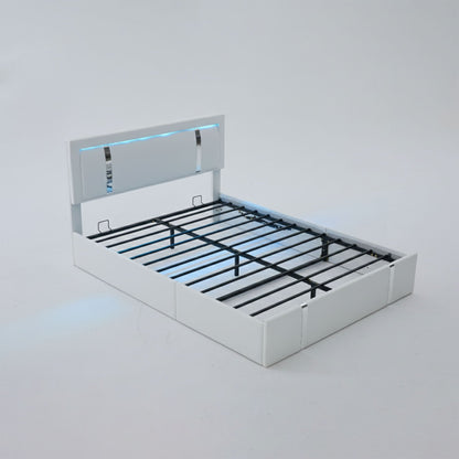 Upholstered Bed with Led Headboard and Storage